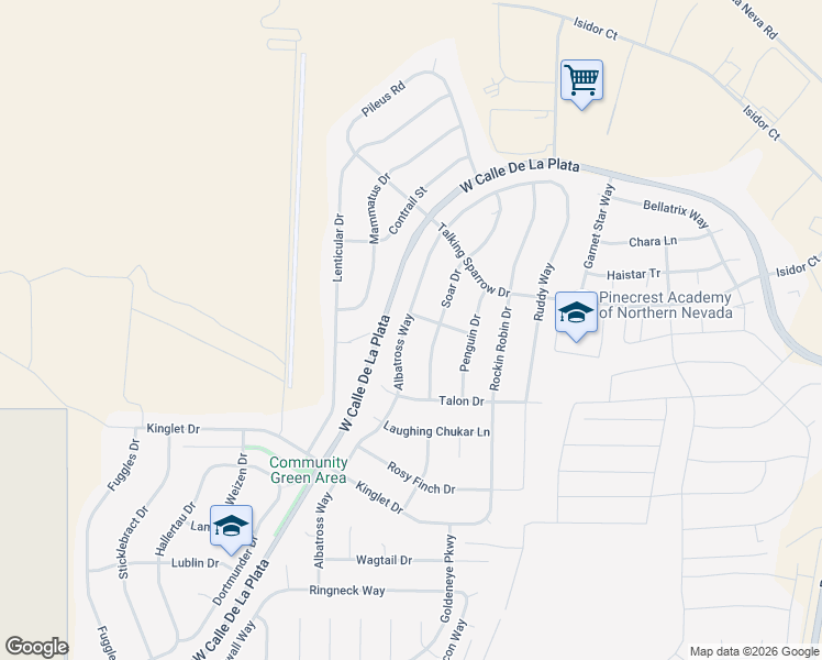 map of restaurants, bars, coffee shops, grocery stores, and more near 2282 Albatross Way in Spanish Springs