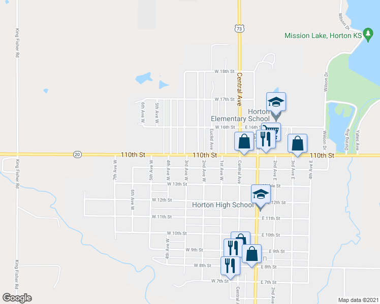 map of restaurants, bars, coffee shops, grocery stores, and more near 324 West 15th Street in Horton