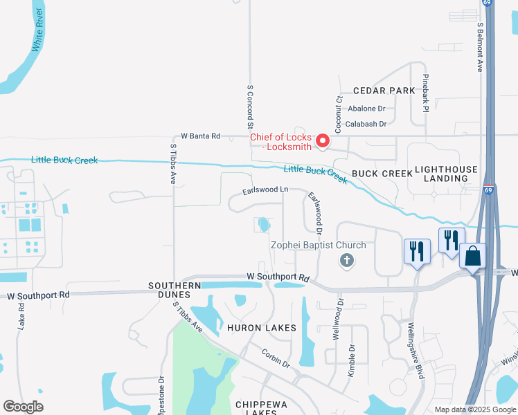 map of restaurants, bars, coffee shops, grocery stores, and more near 3027 Everbloom Way in Indianapolis