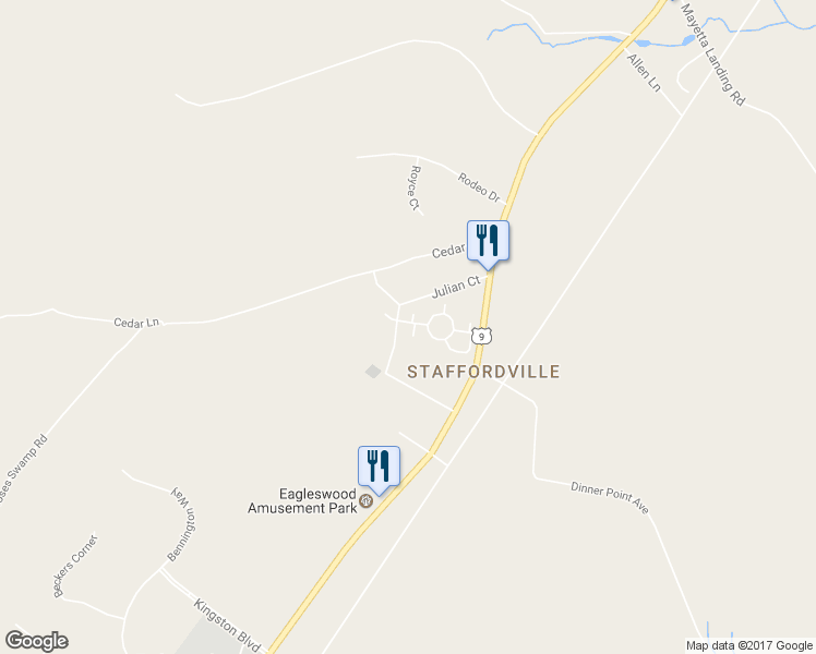 map of restaurants, bars, coffee shops, grocery stores, and more near 2 Robin Court in Eagleswood