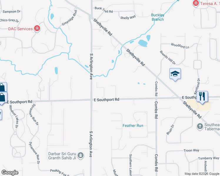 map of restaurants, bars, coffee shops, grocery stores, and more near 6928 Highland Ridge Court in Indianapolis