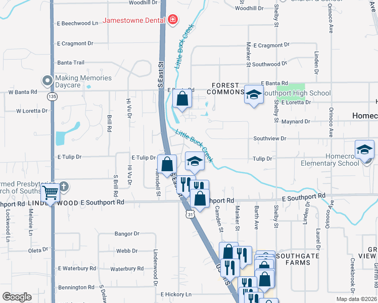 map of restaurants, bars, coffee shops, grocery stores, and more near 678 Barbados Drive in Indianapolis