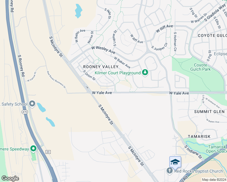 map of restaurants, bars, coffee shops, grocery stores, and more near 2693 South Orchard Street in Lakewood