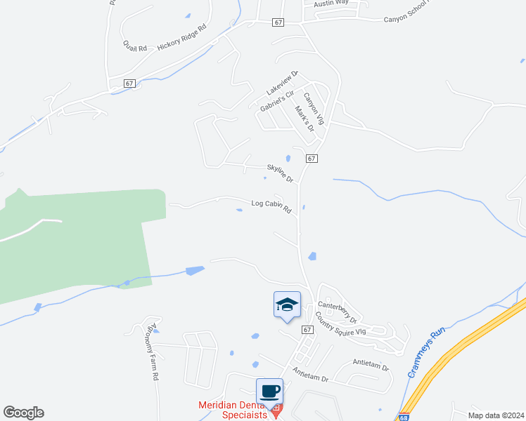 map of restaurants, bars, coffee shops, grocery stores, and more near 49 Log Cabin Road in Morgantown