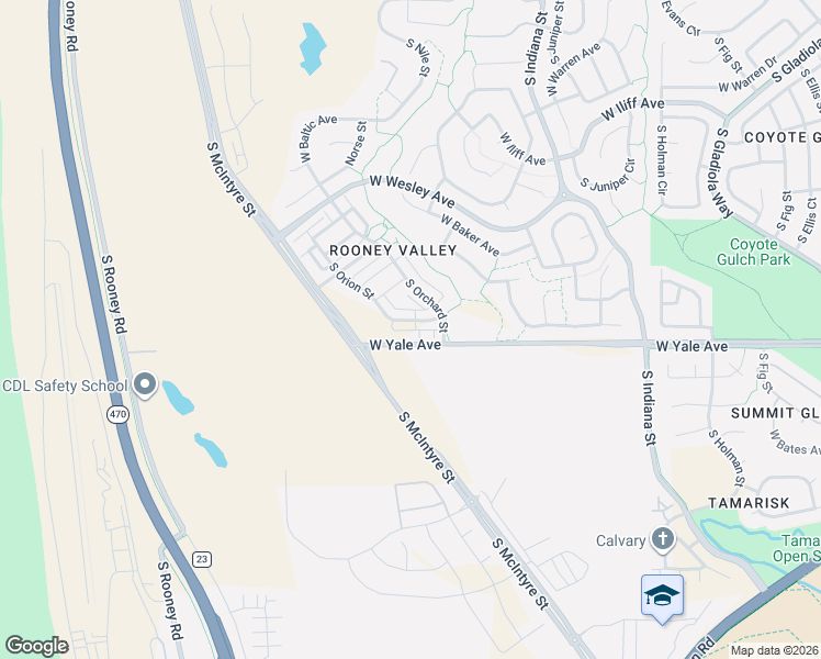 map of restaurants, bars, coffee shops, grocery stores, and more near 15538 West Washburn Avenue in Denver