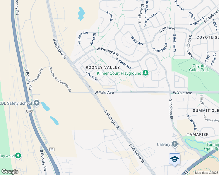 map of restaurants, bars, coffee shops, grocery stores, and more near 2693 South Orchard Street in Lakewood