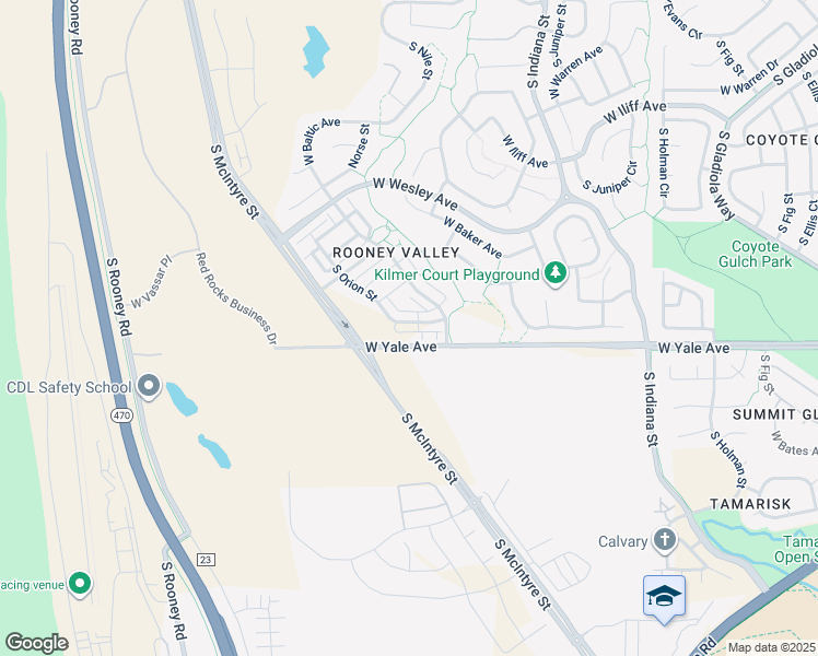 map of restaurants, bars, coffee shops, grocery stores, and more near 15538 West Washburn Avenue in Denver