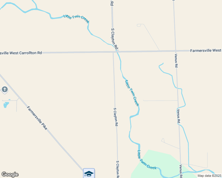map of restaurants, bars, coffee shops, grocery stores, and more near 5325 South Clayton Road in Farmersville