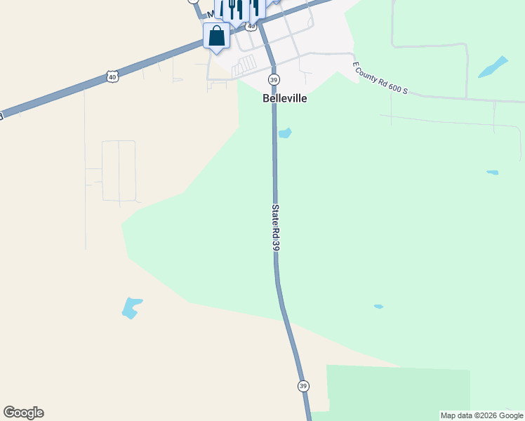 map of restaurants, bars, coffee shops, grocery stores, and more near 6378 Indiana 39 in Clayton