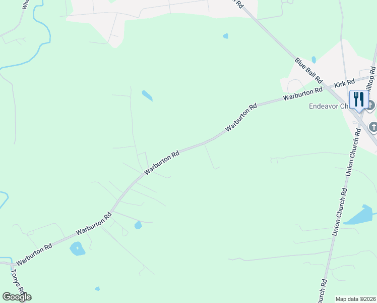 map of restaurants, bars, coffee shops, grocery stores, and more near 1005 Warburton Road in Elkton