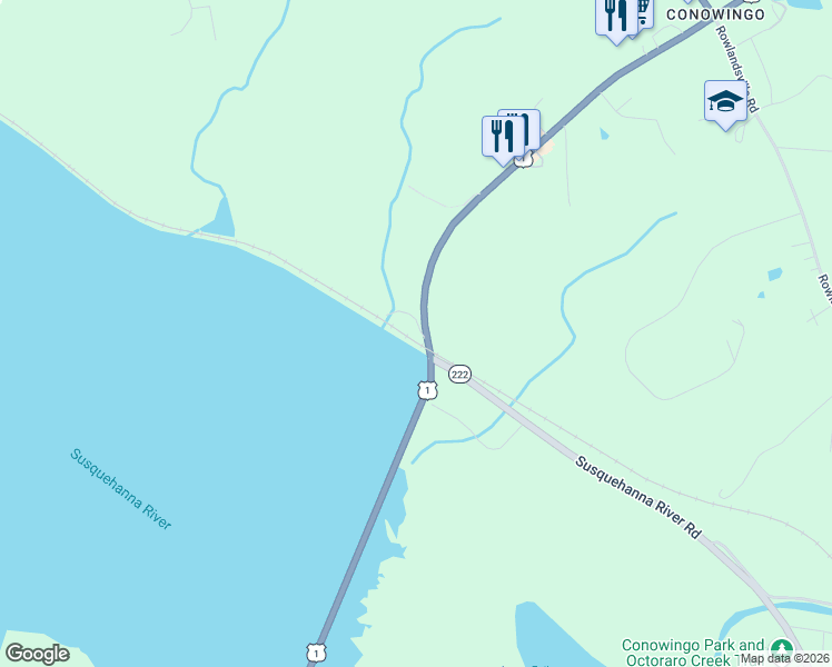 map of restaurants, bars, coffee shops, grocery stores, and more near 169 Conowingo Road in Cecil County