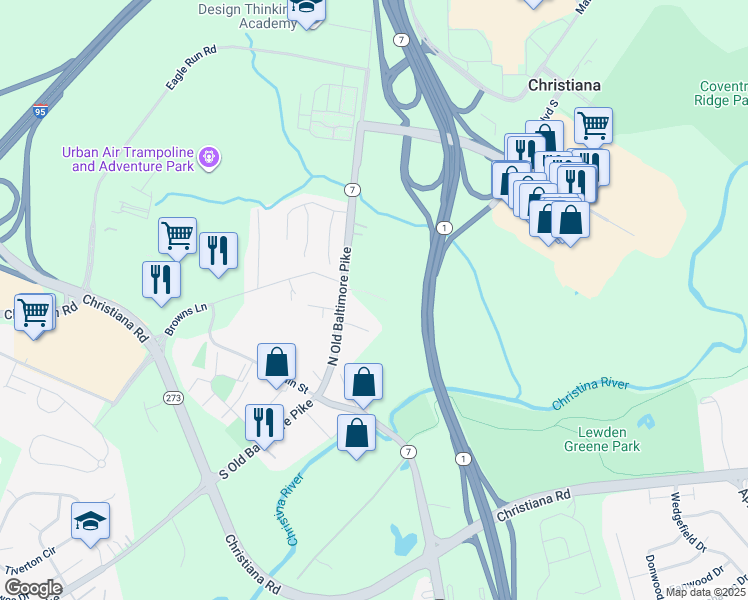 map of restaurants, bars, coffee shops, grocery stores, and more near 14 Patterson Lane in Newark