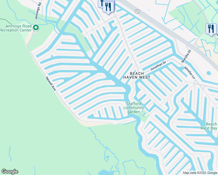 map of restaurants, bars, coffee shops, grocery stores, and more near 196 Catherine Lane in Stafford Township