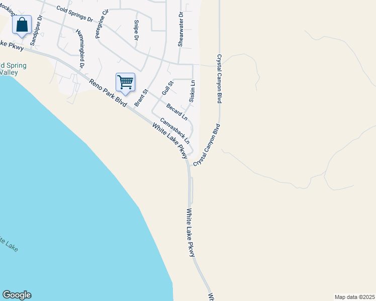 map of restaurants, bars, coffee shops, grocery stores, and more near 3370 Canvasback Lane in Reno