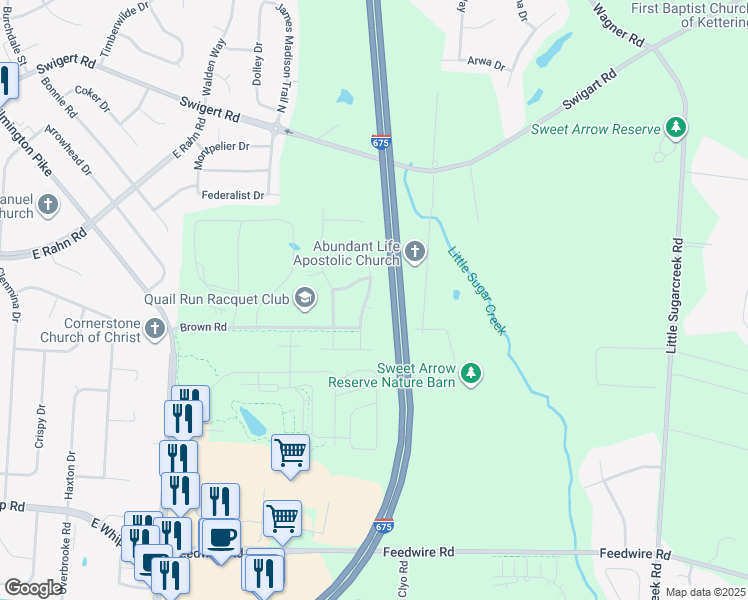 map of restaurants, bars, coffee shops, grocery stores, and more near 437 Kilkenny Court in Greene County