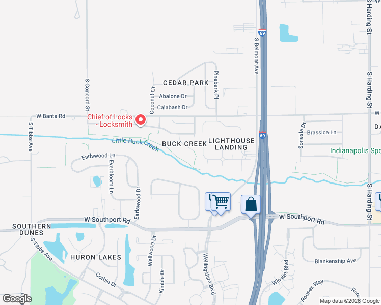 map of restaurants, bars, coffee shops, grocery stores, and more near 6658 Black Antler Circle in Indianapolis