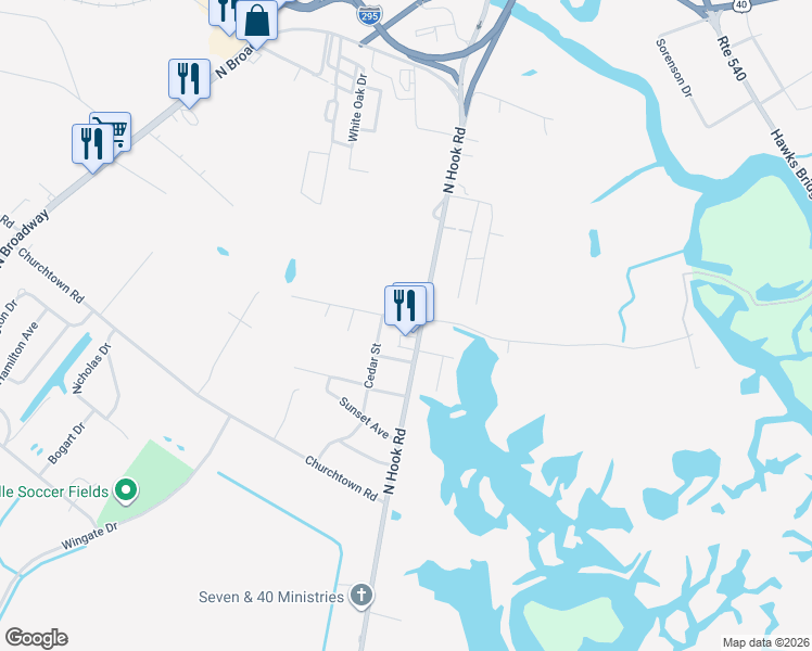 map of restaurants, bars, coffee shops, grocery stores, and more near 11 King Street in Pennsville