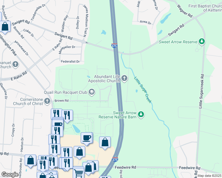 map of restaurants, bars, coffee shops, grocery stores, and more near 437 Kilkenny Court in Greene County