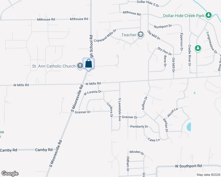map of restaurants, bars, coffee shops, grocery stores, and more near 6110 West Loretta Drive in Indianapolis