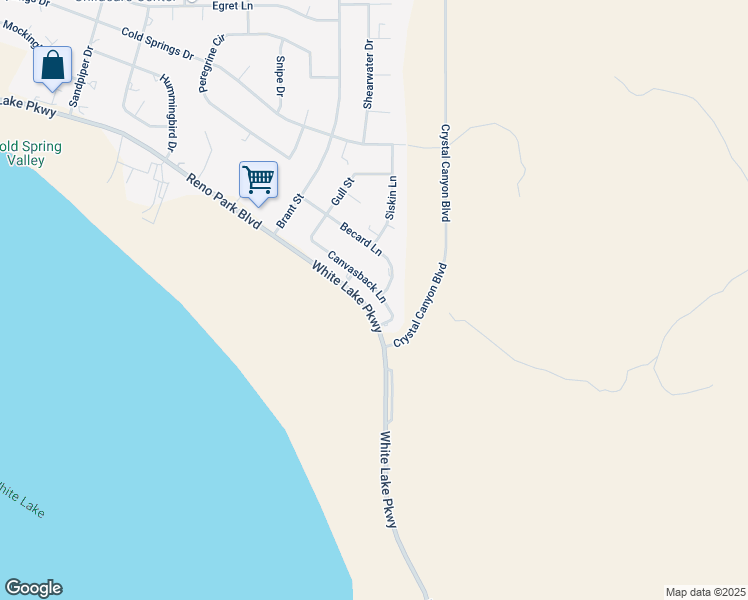 map of restaurants, bars, coffee shops, grocery stores, and more near 3370 Canvasback Lane in Reno