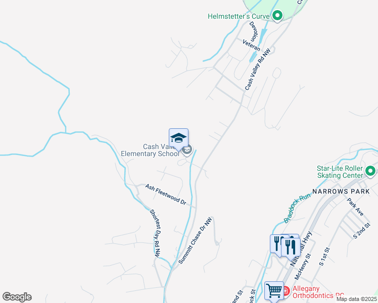 map of restaurants, bars, coffee shops, grocery stores, and more near 10601 Cash Valley Road Northwest in La Vale