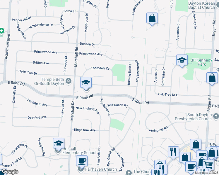 map of restaurants, bars, coffee shops, grocery stores, and more near 1014 Hyde Park Drive in Dayton