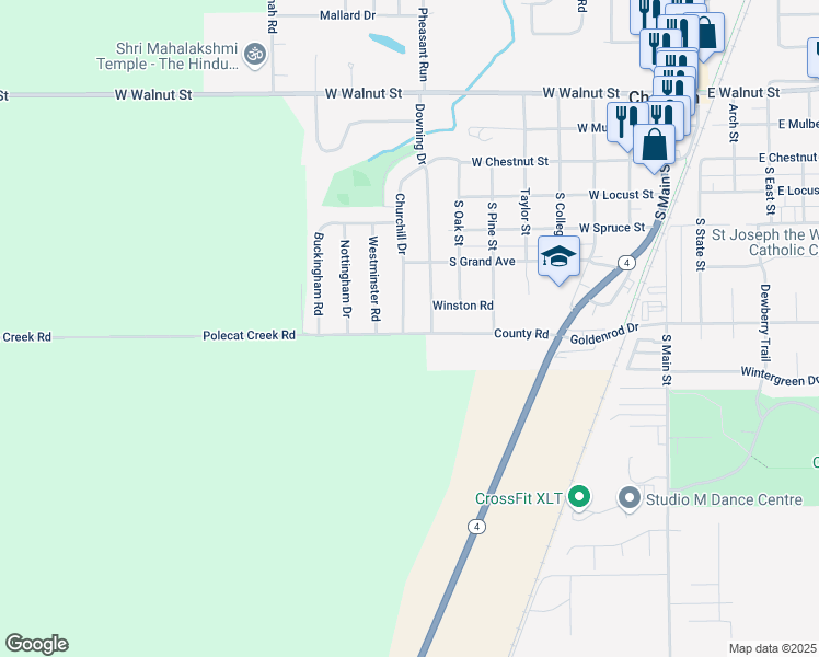map of restaurants, bars, coffee shops, grocery stores, and more near 27-43 County Road in Chatham