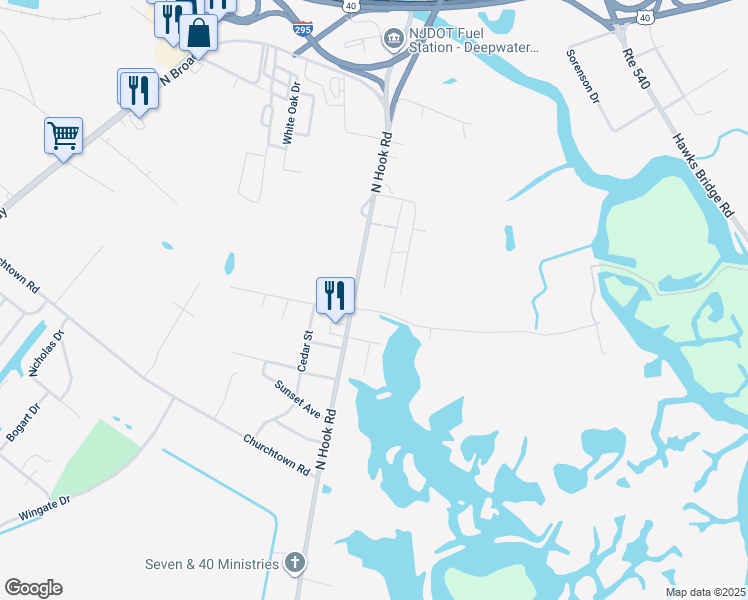 map of restaurants, bars, coffee shops, grocery stores, and more near 6 Humphreys Avenue in Pennsville Township