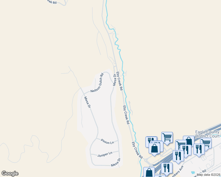 map of restaurants, bars, coffee shops, grocery stores, and more near 199 Mesa Drive in Eagle