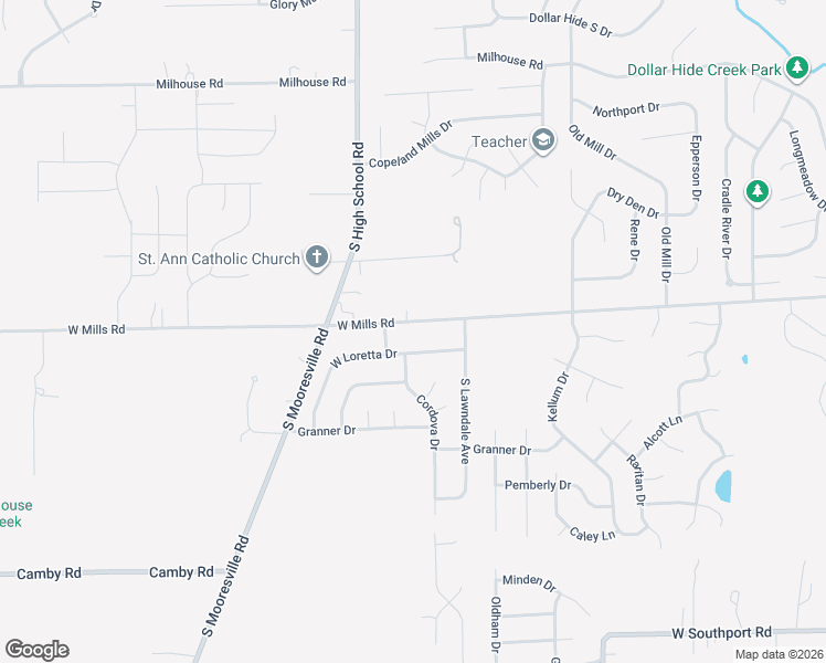 map of restaurants, bars, coffee shops, grocery stores, and more near 6110 West Loretta Drive in Indianapolis