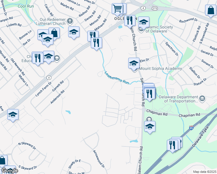map of restaurants, bars, coffee shops, grocery stores, and more near 108 Michaels Lane in Newark