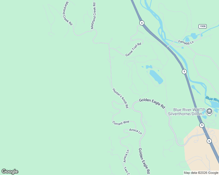 map of restaurants, bars, coffee shops, grocery stores, and more near 2595 Hunter's Knob Road in Silverthorne