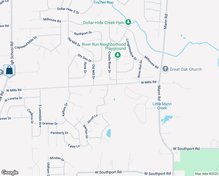 map of restaurants, bars, coffee shops, grocery stores, and more near 6511 Devinney Drive in Indianapolis