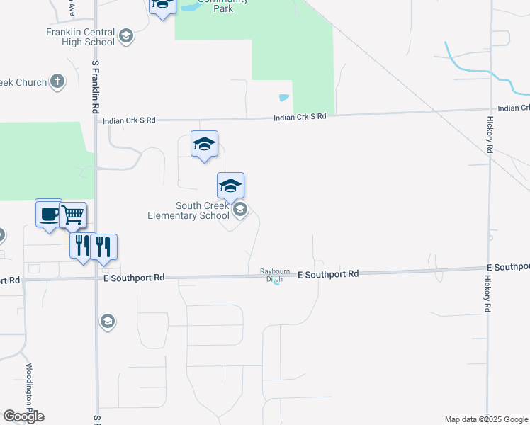 map of restaurants, bars, coffee shops, grocery stores, and more near 9010 East Southport Road in Indianapolis