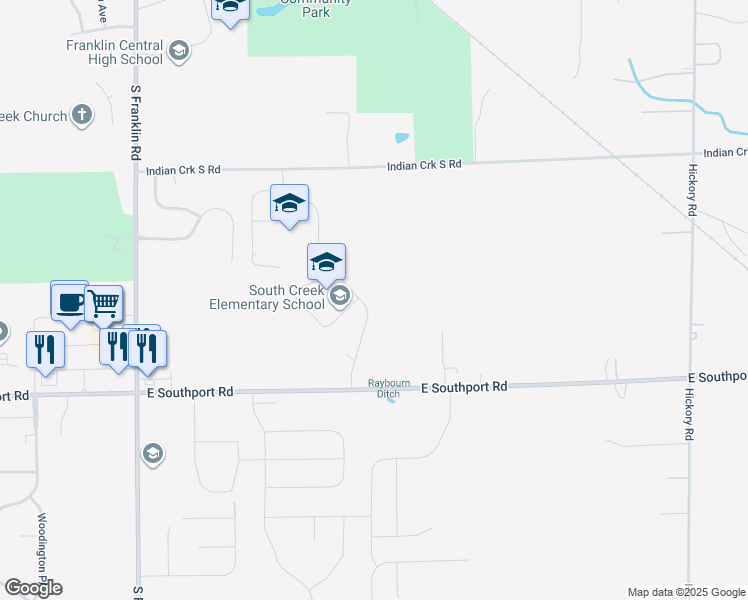 map of restaurants, bars, coffee shops, grocery stores, and more near 9010 East Southport Road in Indianapolis