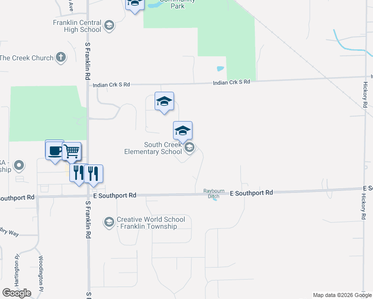 map of restaurants, bars, coffee shops, grocery stores, and more near in Indianapolis