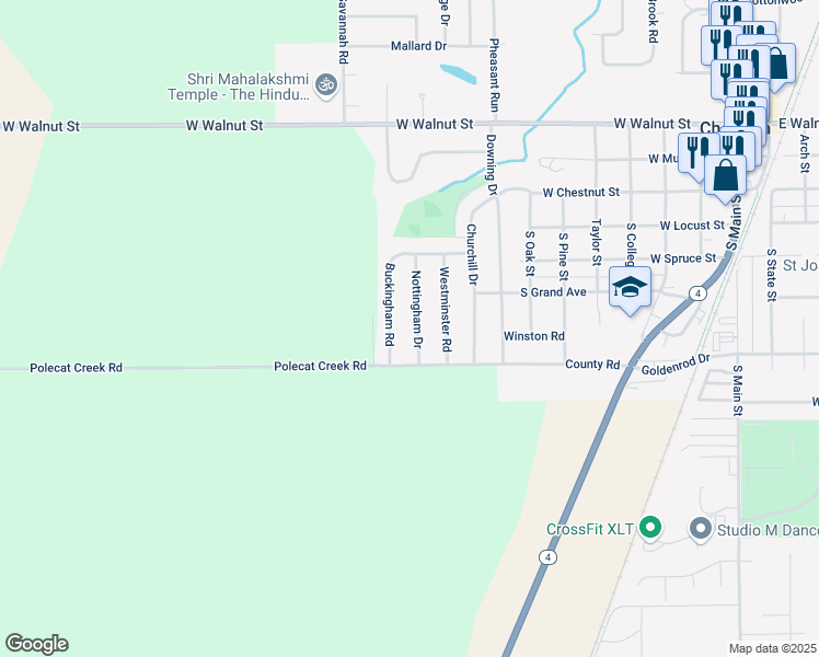 map of restaurants, bars, coffee shops, grocery stores, and more near 34 Buckingham Road in Chatham