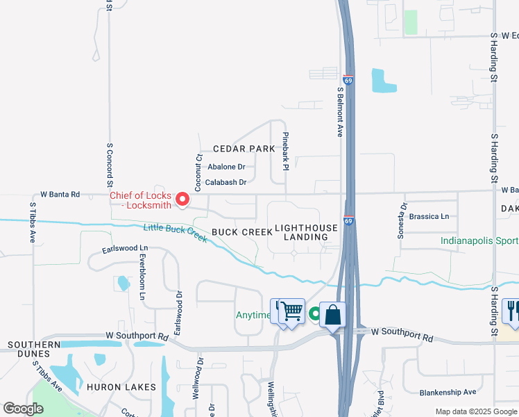 map of restaurants, bars, coffee shops, grocery stores, and more near 2422 Black Antler Court in Indianapolis