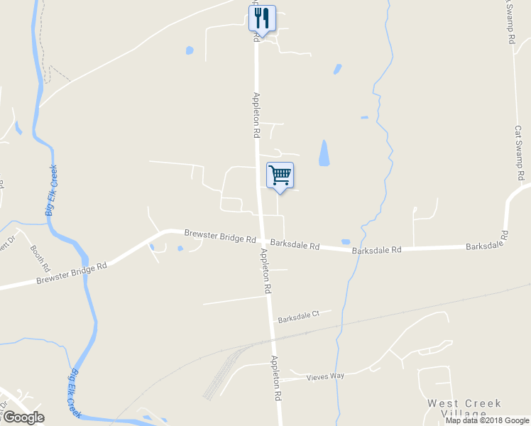 map of restaurants, bars, coffee shops, grocery stores, and more near 1495 Appleton Road in Elkton