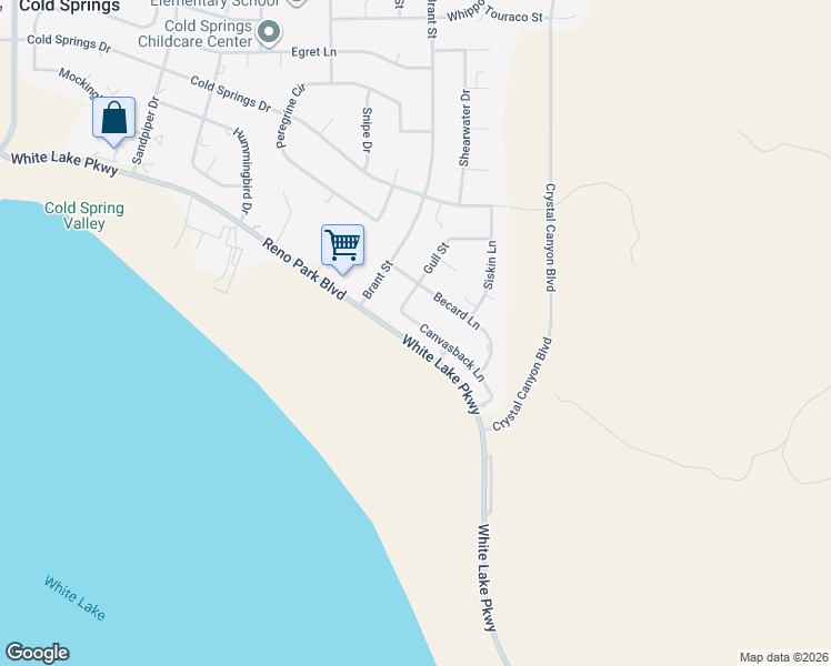 map of restaurants, bars, coffee shops, grocery stores, and more near 3435 Canvasback Lane in Reno
