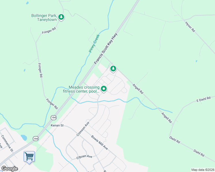 map of restaurants, bars, coffee shops, grocery stores, and more near 342 Crimson Avenue in Taneytown
