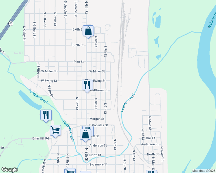 map of restaurants, bars, coffee shops, grocery stores, and more near 1101 North 7th Street in Clinton