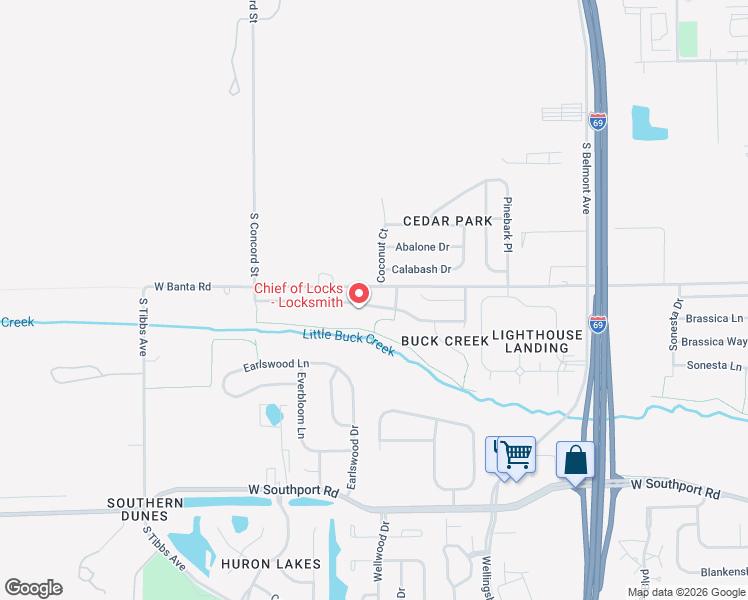 map of restaurants, bars, coffee shops, grocery stores, and more near 2716 Redland Lane in Indianapolis