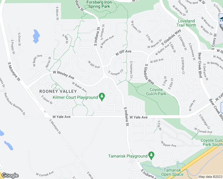 map of restaurants, bars, coffee shops, grocery stores, and more near 15112 West Harvard Circle in Lakewood