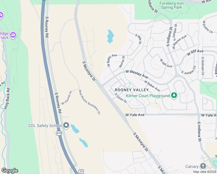 map of restaurants, bars, coffee shops, grocery stores, and more near 15584 West Baker Avenue in Lakewood