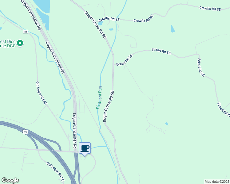 map of restaurants, bars, coffee shops, grocery stores, and more near 3504 Sugar Grove Road Southeast in Lancaster