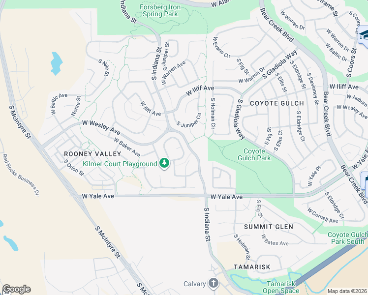map of restaurants, bars, coffee shops, grocery stores, and more near 15112 West Harvard Circle in Lakewood