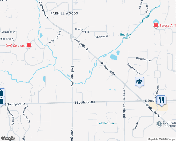 map of restaurants, bars, coffee shops, grocery stores, and more near 6725 South Arlington Avenue in Indianapolis