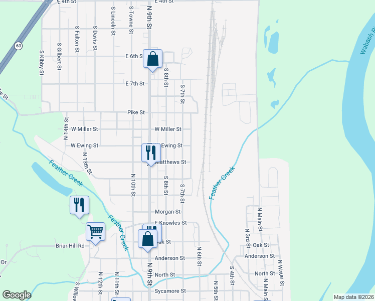 map of restaurants, bars, coffee shops, grocery stores, and more near 1101 North 7th Street in Clinton