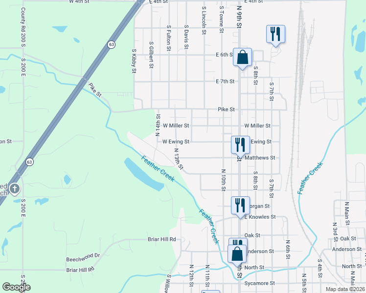 map of restaurants, bars, coffee shops, grocery stores, and more near 1201 Matthews Street in Clinton